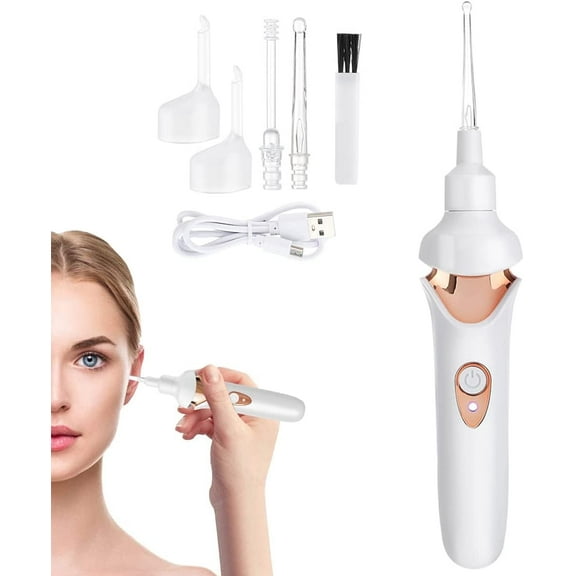Ear Wax Remover Vacuum Cleaner, Electric Earwax Removal Kit, Ear Scoop Vacuum Cleaner with LED Light, Portable Ear Cleaner, Soft Prevent Ear Pick Clean Tools for Adults Kids, White