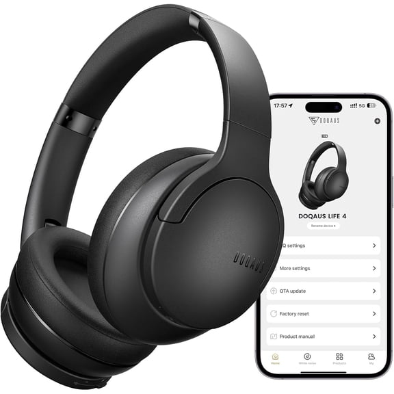 Over Ear Wireless, 90H Playtime, BT 5.4, 9 EQ Modes via App, Movie & Sleep Mode, HiFi Deep Bass, Memory Foam for Travel, Gym, Phone, PC Stocking Stuffers