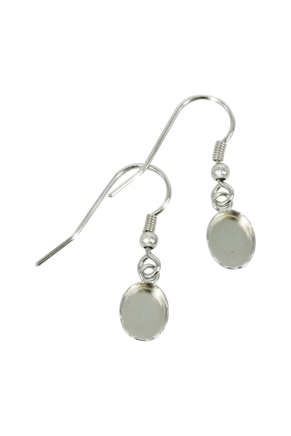 Ear Wires Earrings Settingss with Oval Bezel Mounting in Sterling Silver - Various sizes | EW793 to EW796 (5x7mm)