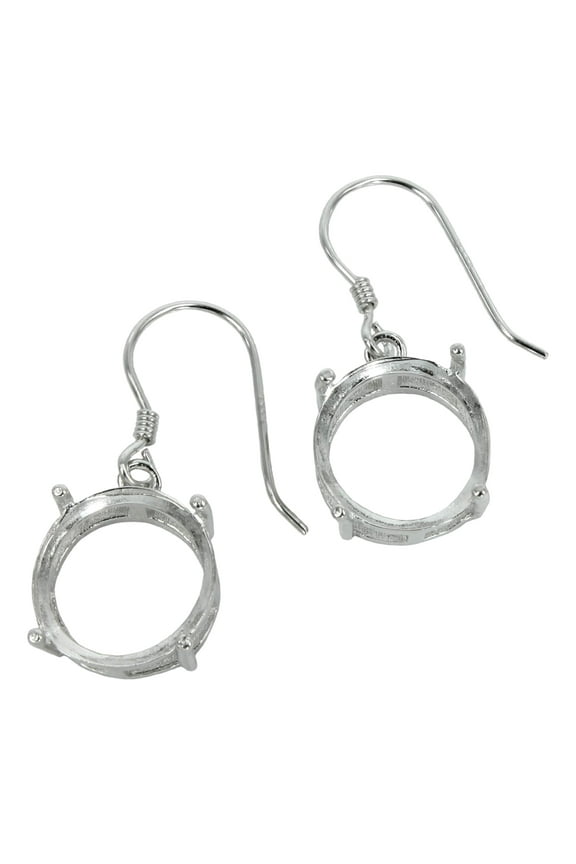 Ear Wires with Round Basket Setting in Sterling Silver | EW735-EW739 EW815 EW816 EW816B (5mm)