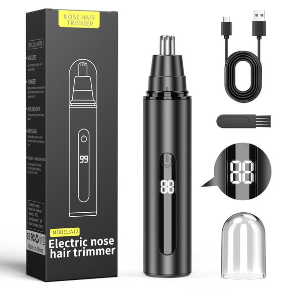 Nose Hair Trimmer for Men, 2025 Painless USB Rechargeable Nose Hair Trimmer, Ear and Nose Hair Trimmer for Men, Professional Facial Hair Trimmer with Waterproof Dual Edge Blades
