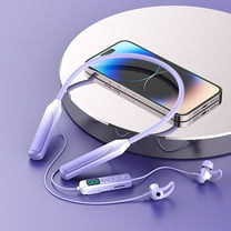 Ear buds Wireless Bluetooth Earbuds Sport 2025 NEW Bluetooth 5.3 Headphones with LED Display 128H Playtime Powerful Bass Over Ear Earphones with Earhooks IP7 Waterproof for Gym/Running/Workout,Purple