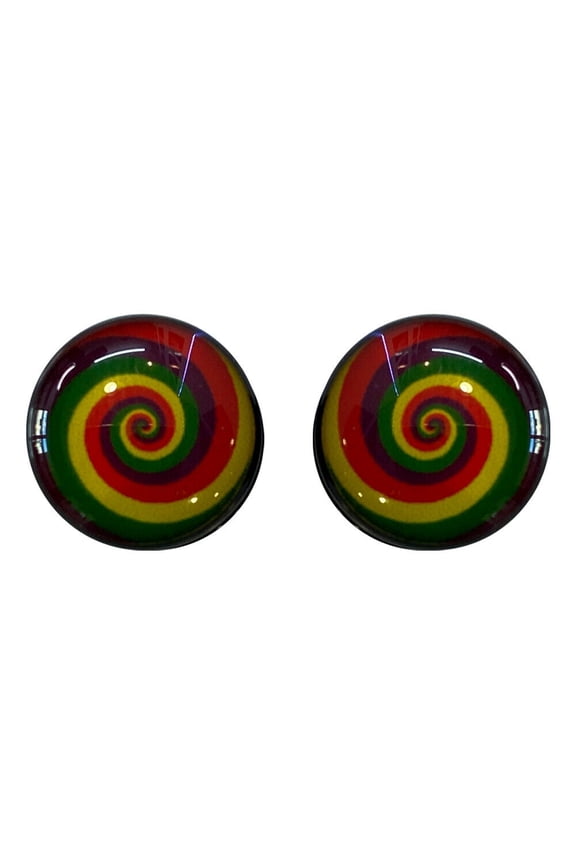 Ear plugs Screw Fit Light weight Acrylic with Rainbow Design