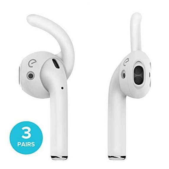 EarBuddyz 2.0 Ear Hooks and Covers Accessories Compatible with Apple AirPods or EarPods Headphones/Earphones/Earbuds (3 Pairs) (Clear)