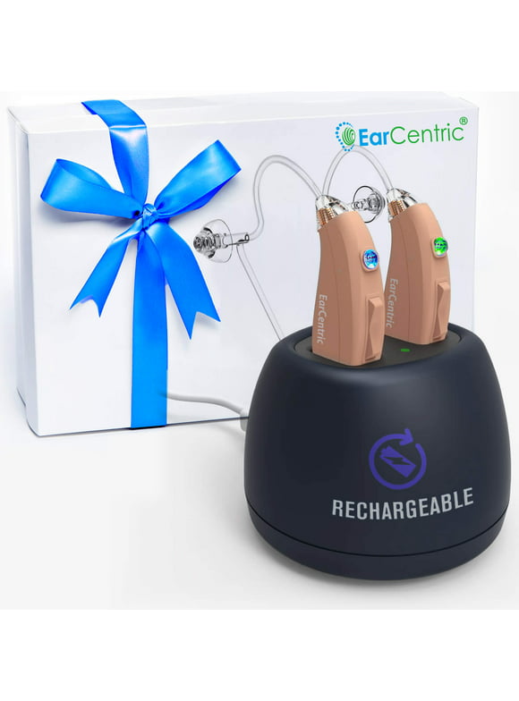 EarCentric EX2 Rechargeable Behind-the-Ear Beige kit (2pc) - Beige  by EarCentric Hearing Aids