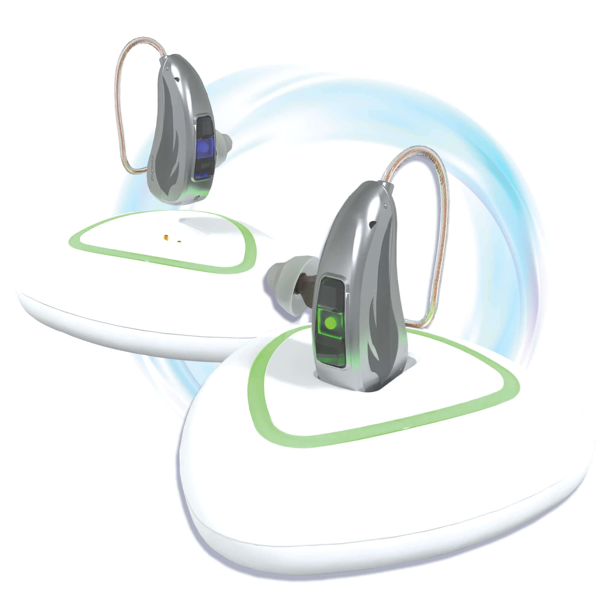 EarCentric RIE OTC RIC Hearing Sound Amplifiers Aids for Ears Rechargeable Seniors with Noise Reduction [1 Pair, Silver]