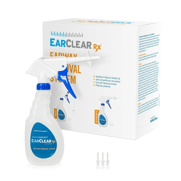 EarClear Rx Rigid Tip SELF Ear Cleaning Basic Kit, ear wash bottle, 3 tips
