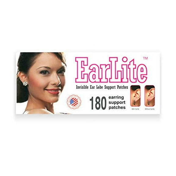 EarLite 180 (60 Ea X 3 Packs) Invisible Earring Ear Support Waterproof Patches in ZipLock Pouch - Made in USA