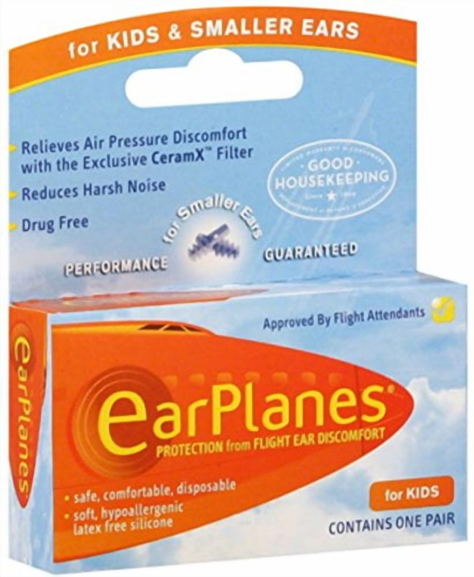 EarPlanes Ear Plugs Kid's Small Size 1 Pair (Pack of 6)
