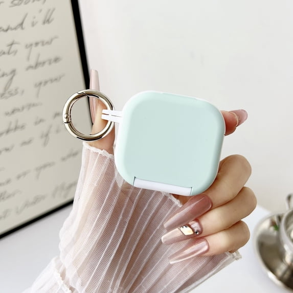 Earbud Case For AirPods 4 Case with Makeup Mirror, Dust-Proof & Stand Design Equipped and Portable Keychain Hard TPU Shockproof Earphone Cover Pink