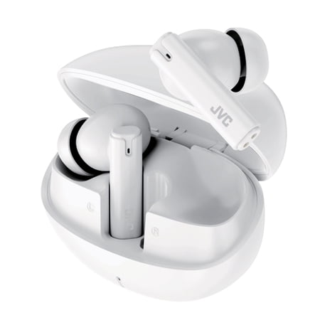 JVC TWS Bluetooth In-Ear Ultra-Compact Earbuds with Mic with Charging Case, up to 28 Hours Play Time, HA-D6T, White