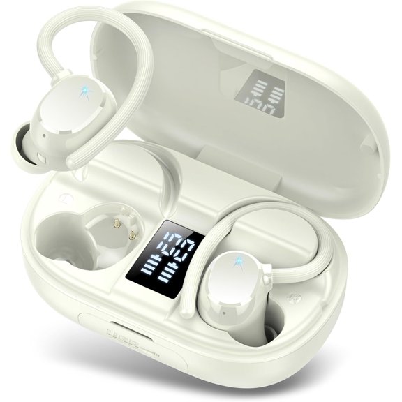 Earbuds, 2026 5.3 Headphones HiFi Stereo, Earbuds with ENC Noise Cancelling Mic, IP7 in Ear Earphones, 128H Dual LED Display Ear Buds for Workout