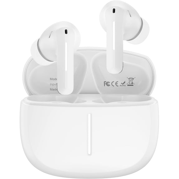 Earbuds, 5.3 Headphones with Noise Cancelling Mic for 17 Pro Max/17/16/15,HiFi Stereo 60H Playback in Ear Buds with IPX7 Earphones for Office/Running/Workout