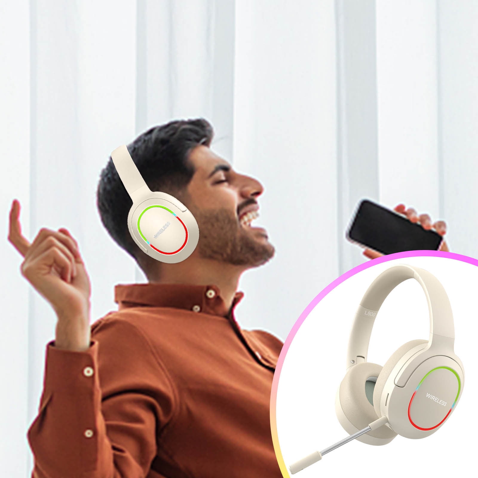 Earbuds Bluetooth L800 OverEar Bluetooth Headphones LED Lighting