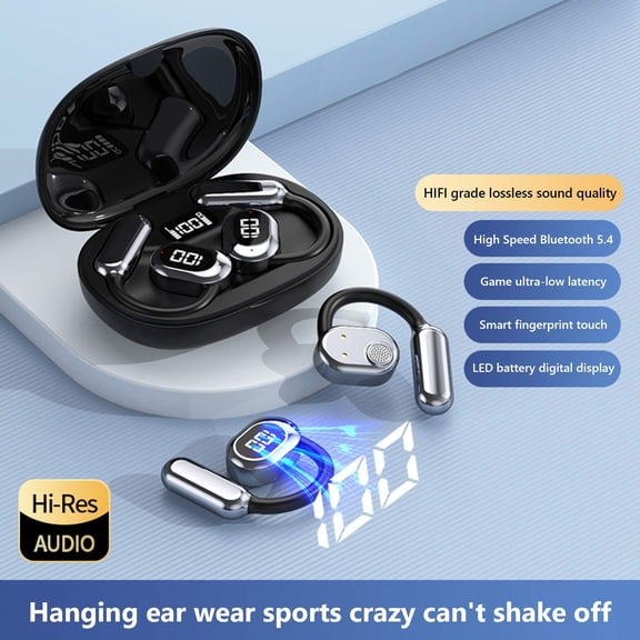 Earbuds Bluetooth, Open Ear Headphones Bluetooth 5.4 Open Ear Earbuds Wireless Headphones With MIC Digital Display Battery Capacity High Sound Quality For Sports Earphones Noise Cancellation