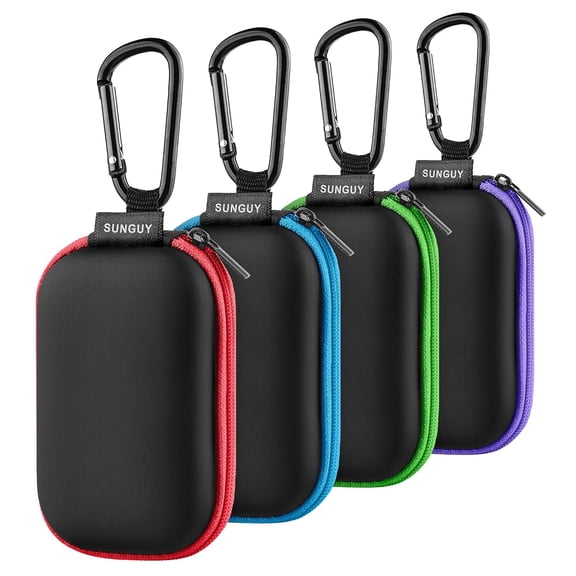 Earbuds Case 4Pack, Rectangle Earbuds Carrying Case, Portable Earphone Pouch Phone Accessories Organizer with Carabiner for Earphone, in-Ear Headphones, Earbud, SD Card, USB Charging Cable