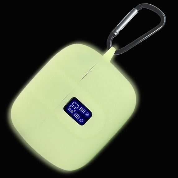 Earbuds Case Compatible with TAGRY X08 Wireless Headphone, Silicon Protective Cover with Keychain, with Window for LED Display, Night Yellow