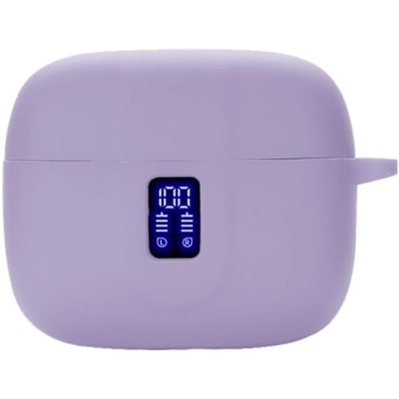 Earbuds Case Compatible with TAGRY X08 Wireless Headphone, Silicon Protective Cover with Keychain, with Window for LED Display, Purple