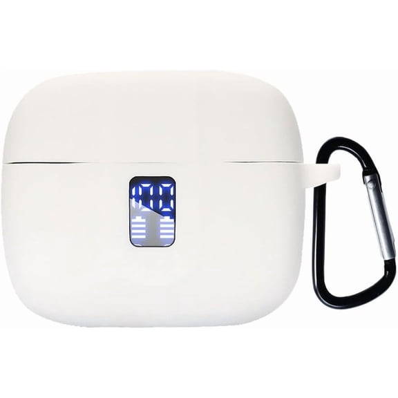Earbuds Case Compatible with TAGRY X08 Wireless Headphone, Silicon Protective Cover with Keychain, with Window for LED Display, White White
