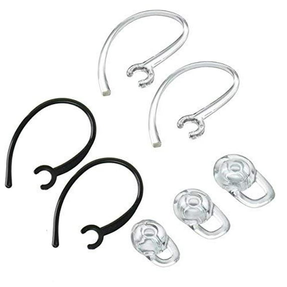 Earbuds Earhooks Bluetooth Replacement Set for Plantronics Voyager Edge Wireless Bluetooth Replacement Earbuds Ear-Tips and Earhook 1 SMALL 1 MEDIUM 1 LARGE, 2 Clear Earhooks & 2 Black Earhook (CLEAR)