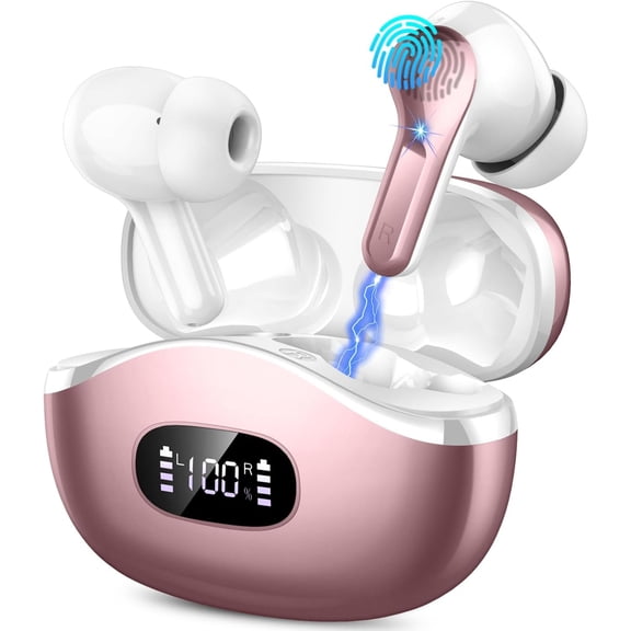 Earbuds, Headphones 5.4 HiFi Stereo, Ear Buds with 4 ENC Noise Cancelling Mics, 48H Earbuds with LED Display, IP7 Earphones for Android iOS,