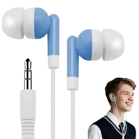 Earbuds Headphones Noise Cancelling Headphones Wireless Colorful In Ear Noise Isolating High Definition Wired Earbuds Fits 3.5mm for Mobile and Tablet Blue