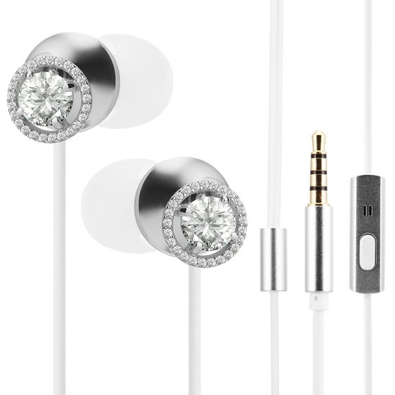 Earbuds with Microphone in-Ear Studs Earphones Noise Cancelling Headsets Volume Control Stereo Bass Crystal Clear Sound Fits All 3.5mm Interface Device