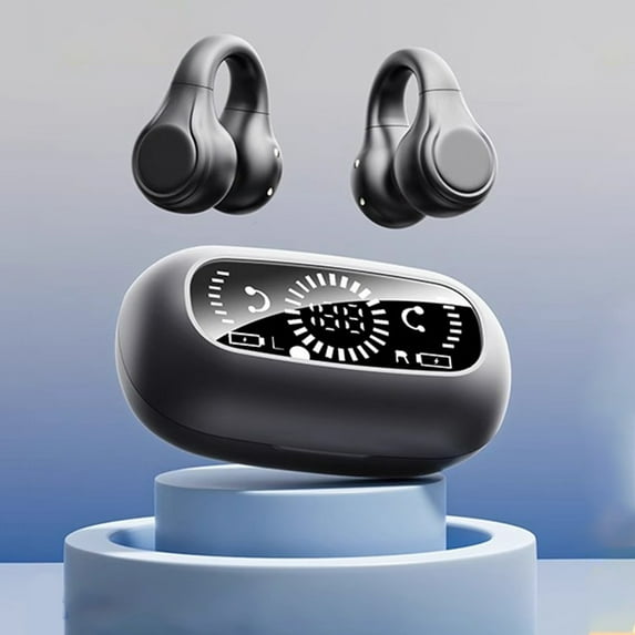Earbuds for School, Bones Conduction Bluetooth Earphones With Non In Ear Clip Style Sports Digital Display And Long Battery Wireless Earphones Earphones for Kids