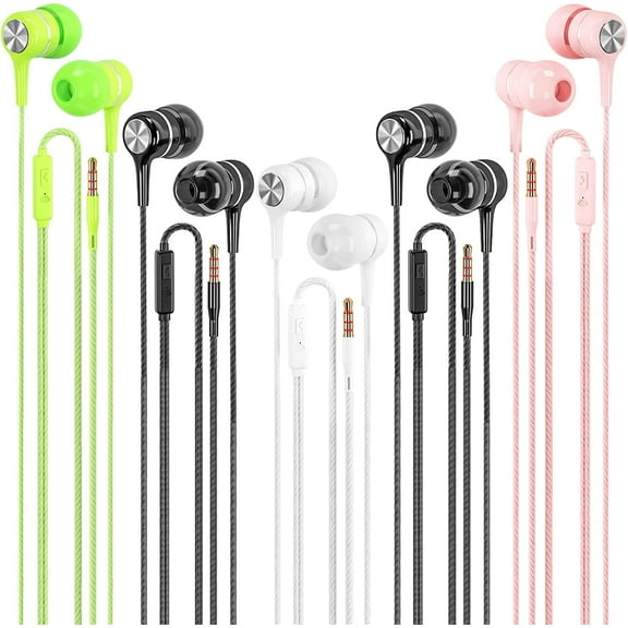 Earbuds Wired with Microphone,5 Pack Wired Headphones with Powerful Heavy Bass,High Sound Quality Earphones Wired 3.5mm Jack
