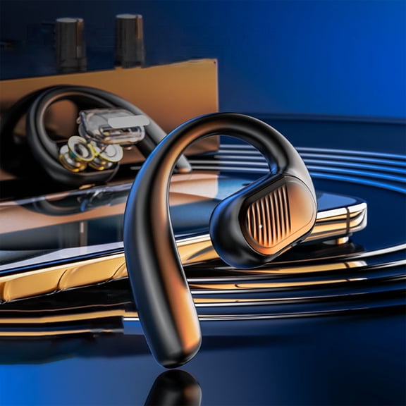 Earbuds Wireless, Hwkond Open Monaural Bluetooth Headset Two Moving Coil Hanging Ear Bluetooth Headset Wireless Not In-ear Ultra-long Life 5.4 Version, Black, Up to 60% Off