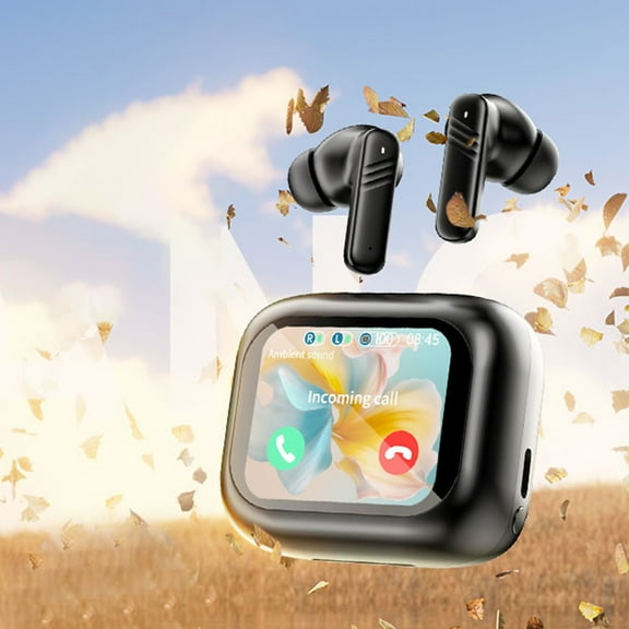 Earbuds Wireless, Hwkond Smart Touchs Screen Bluetooth Headset Touchs Control Wireless Bluetooth 5.4 Headphones Smart Touchs Screen Bluetooth SportWireless Bluetooth Headpho, Black, Up to 60% Off