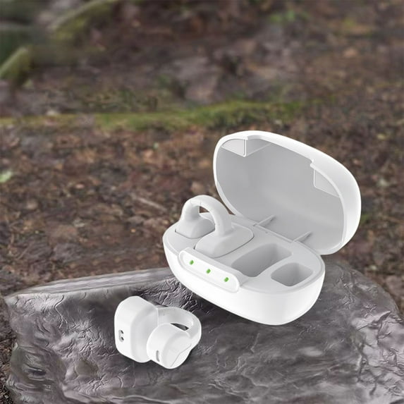 Earbuds for school, Hwkond Bluetooth Headphones Clip-on Bluetooth 5.3 Chip HIFI Sound Quality Long-lasting Battery Life HD Call Smart Noise Reduction, White, Up to 60% Off