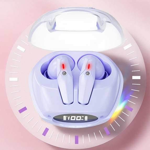 Earbuds for school, Hwkond Intelligent Digital Display Bluetooth Headset 5.0 Wireless Headphone With Microphone 9D Stereo Gaming Sport Earbuds Headsets, Purple, Up to 60% Off