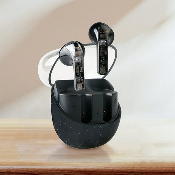 Earbuds for school, Hwkond Wireless Bluetooth 5.3 Translucent Long Range High Sound Game Music Earphones With Widely Compatible High Definition Voice And Advanced Diaphragm, Black, Up to 60% Off