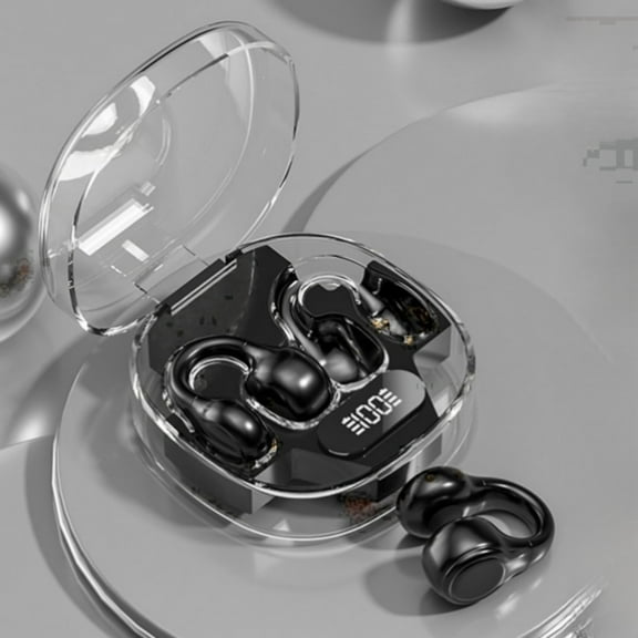 Earbuds for school, Hwkond Wireless Ear Clip Skeleton Conduction Headphones, Bluetooth 5.3 Waterproofs Open Ear Headphones, Apply For Running, Sports, Cycling, Driving, Black, Up to 60% Off