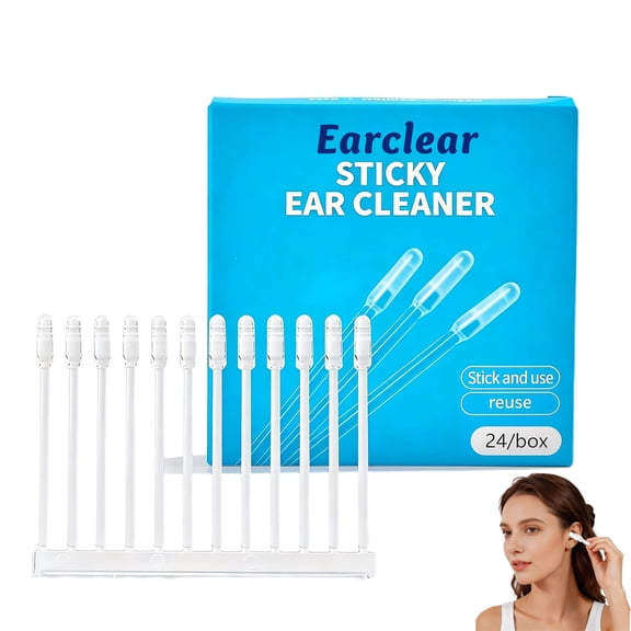 Earclear Sticky Ear Cleaner, Reusable Earwax Removal Tool with Gentle Resin Tip, Washable Alternative to Cotton Swabs for Adults