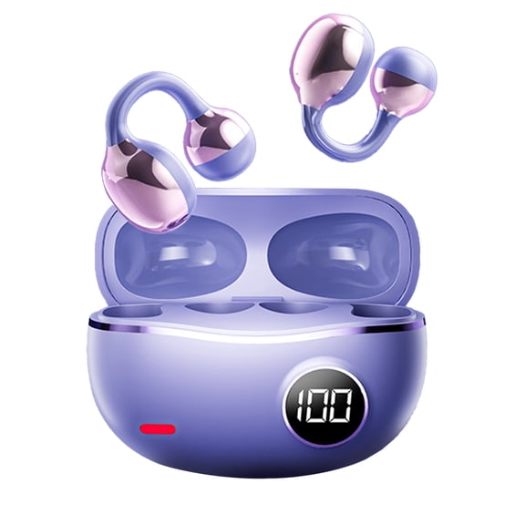 Earclip Style True Wireless Bluetooth 5.4 Open-Ear Earphones,High Battery Extended Playtime,Low-Latency Stable Audio,Comfortable Pressure-Free Wear,Dual Mic Noise Reduction,HiFi Stereo Sound