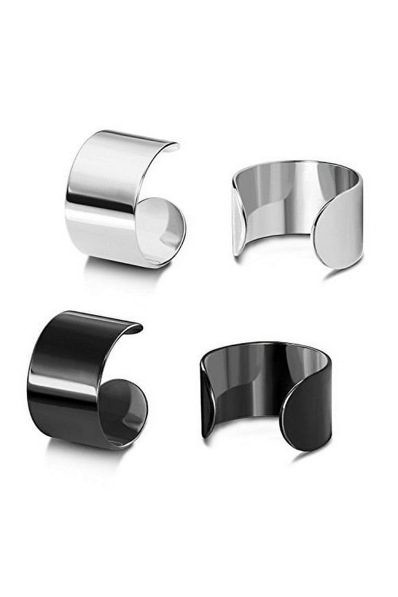 Earcuffs Stainless Steel Ear Cuffs Helix Cartilage Clip on Wrap Punk Earrings for Women Men Non Piercing Adjustable