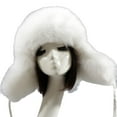thumbnail image 1 of Earflap Hat Thickened Fluffy Windproof Cute Ball Down Lining Ear Faux Fur Men Women Outdoor Cycling Winter Cap for Shopping Adult White, 1 of 8