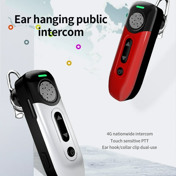 Earhanging public intercom 4G nationwide intercom Touch sensitive PTT Ear hook/collar clip dual-use 28-39 hours of battery life Type-c charging interface