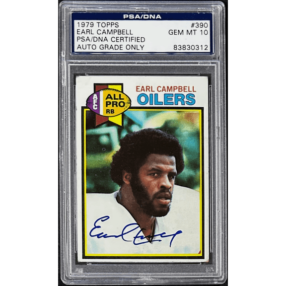 Earl Campbell Signed 1979 Topps Rookie Card #390 PSA/DNA 83830312 Houston Oilers