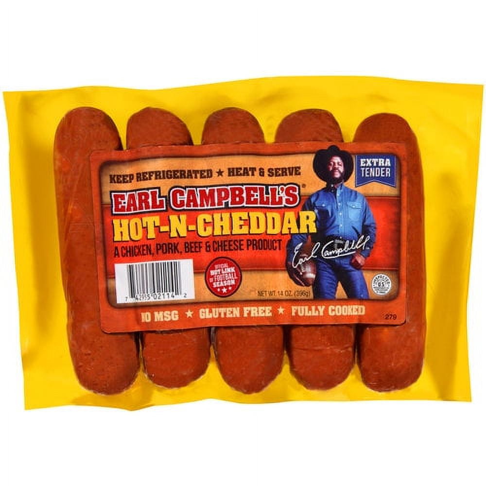 Earl Campbell's Hot-N-Cheddar Sausage Links, 14 oz, 5 Ct