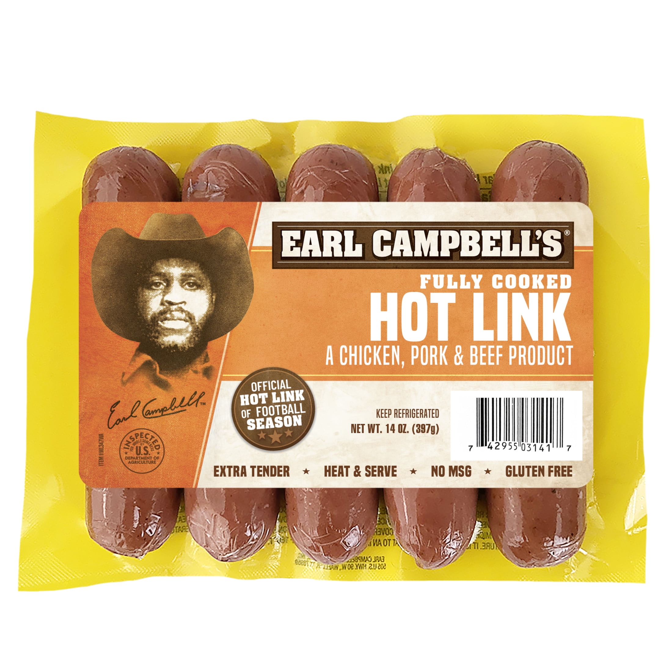 Earl Campbell's Smoked Sausage Hot Link, 14 oz, 5 Count