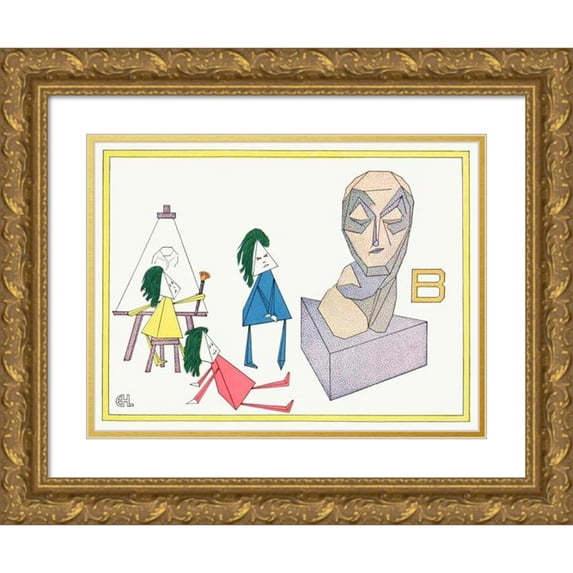 Earl Harvey Lyall 18x14 Gold Ornate Wood Frame and Double Matted Museum Art Print Titled - The Cubies Abc - B (1913)