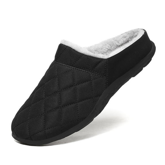 Earlde Men's Women's Winter Warm Slippers with Fuzzy Plush Lining Slip on House Shoes with Indoor Outdoor Anti-Skid Rubber Sole