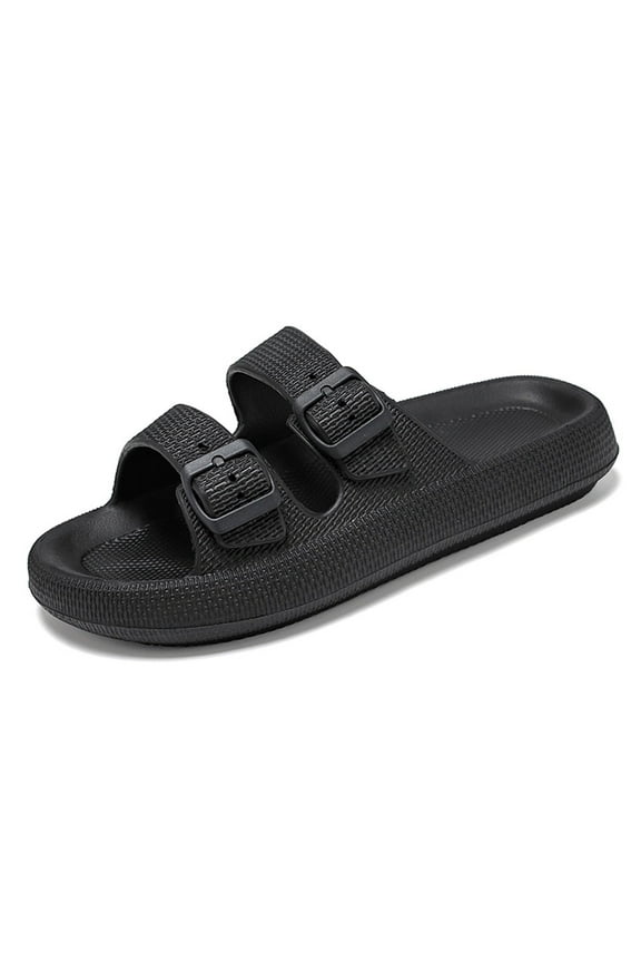 Women's Sandals Adjustable EVA Flat Sandals Comfortable Double Buckle Slides Sandals