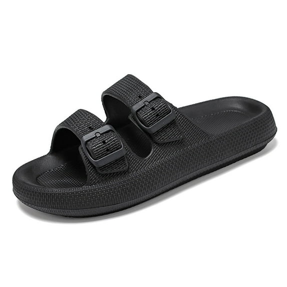 Earlde Women's Sandals Adjustable EVA Flat Sandals Comfortable Double Buckle Slides Sandals