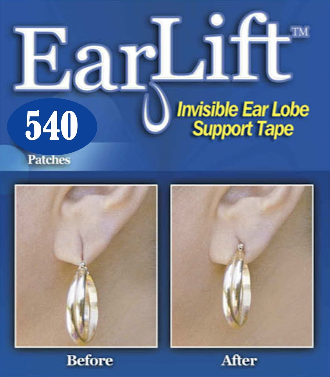 Earlift Earring Support Patches Stretched Droopy Ear Lobe Support Invisible - 9 Pack (540 Patches)