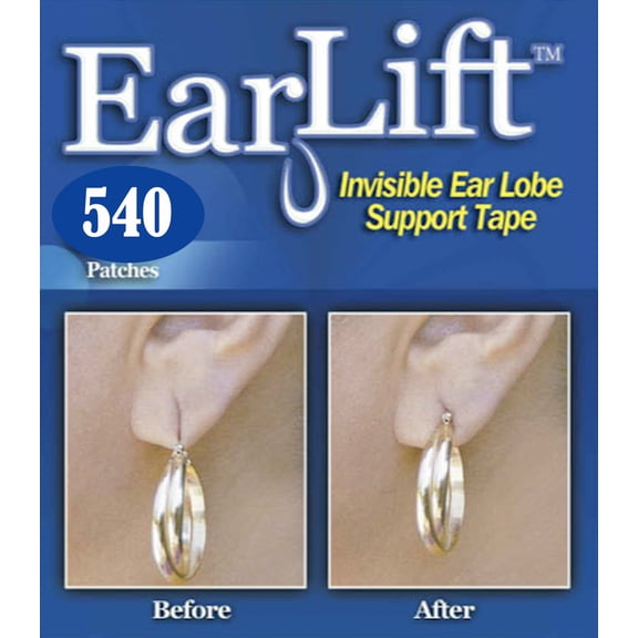 Earlift Earring Support Patches Stretched Droopy Ear Lobe Support Invisible - 9 Pack (540 Patches)