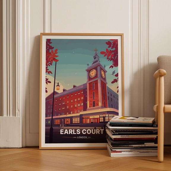 Earls Court London Art Print Vintage Travel, Unframed Paper Poster 8x10in